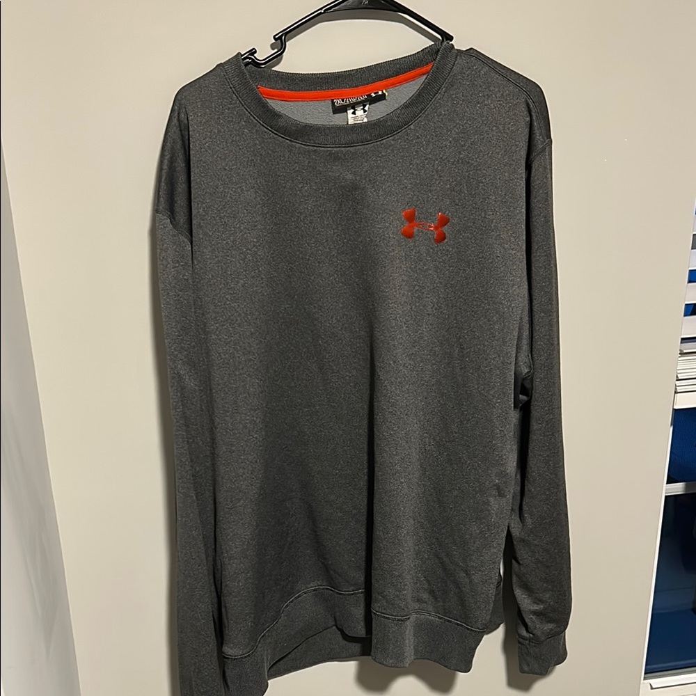 Under Armour Gray Pullover Sweatshirt with Orange Logo